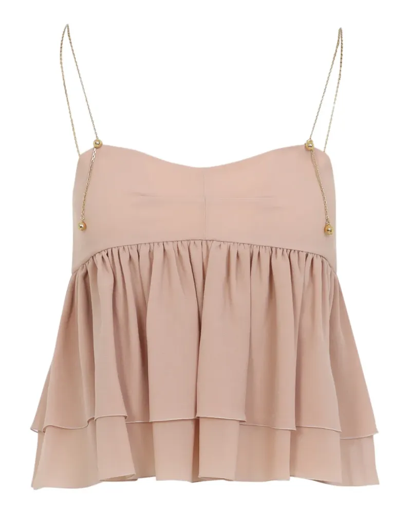 Chloé chain ruffled top - Nude Nude
