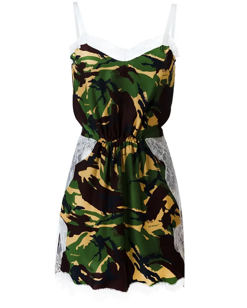 OFF-WHITE Camouflage-Top mit Spitzenborten - Grün Grün