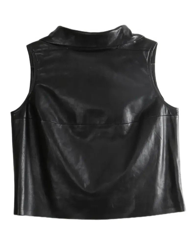 Rick Owens high-neck leather top - Schwarz Schwarz