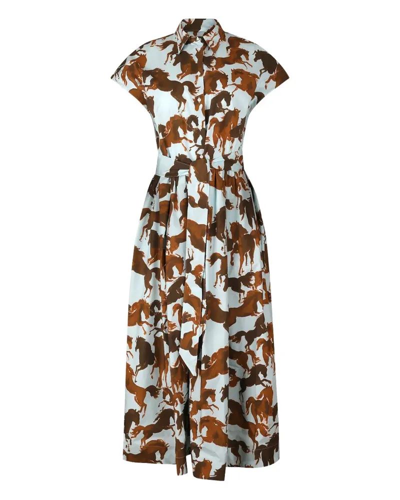 Sara Roka Edrina horse-print midi dress - Blau Blau