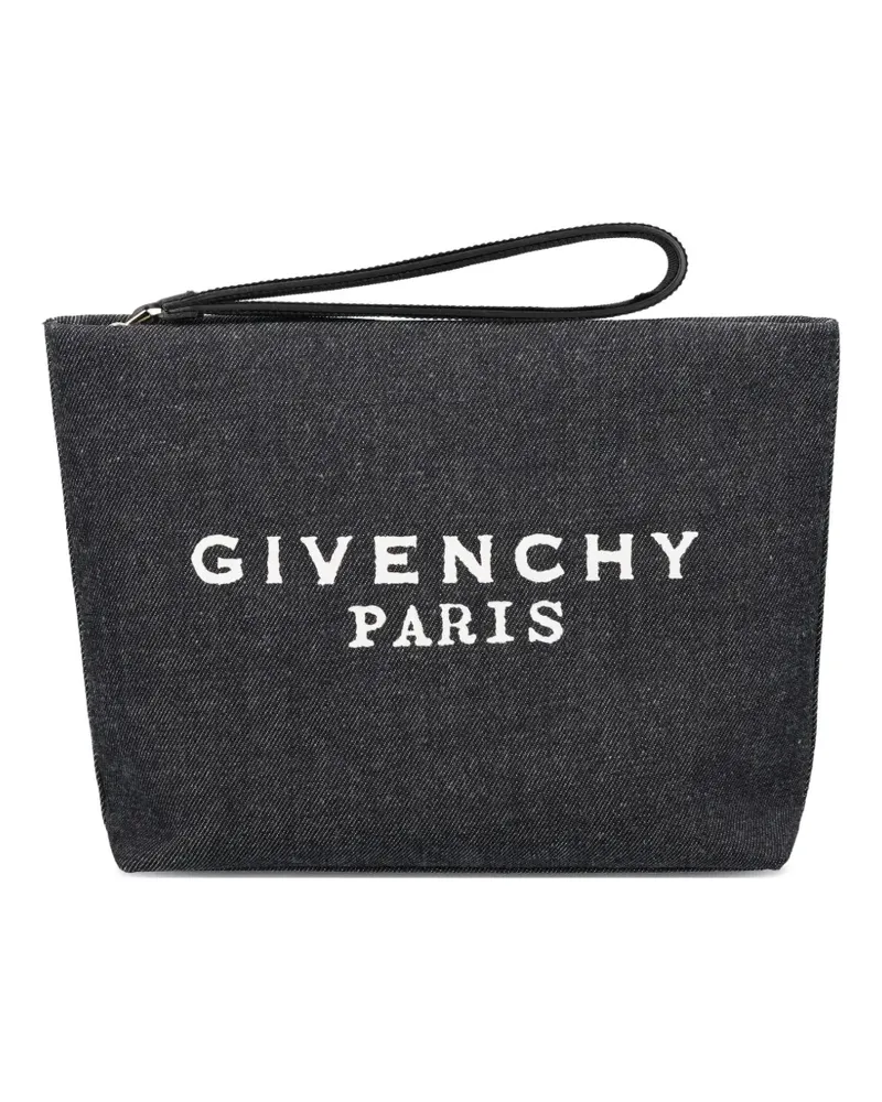 Givenchy Clutch im Jeans-Look mit Logo-Print - Schwarz Schwarz