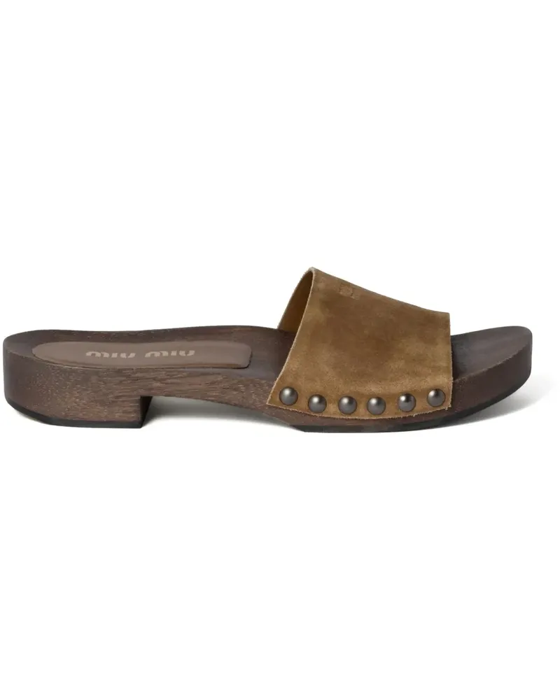 Miu Miu Clogs aus ausgeblichenem Wildleder - Braun Braun