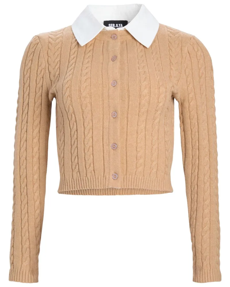 SER.O.YA Eloise Cardigan mit Zopfmuster - Nude Nude