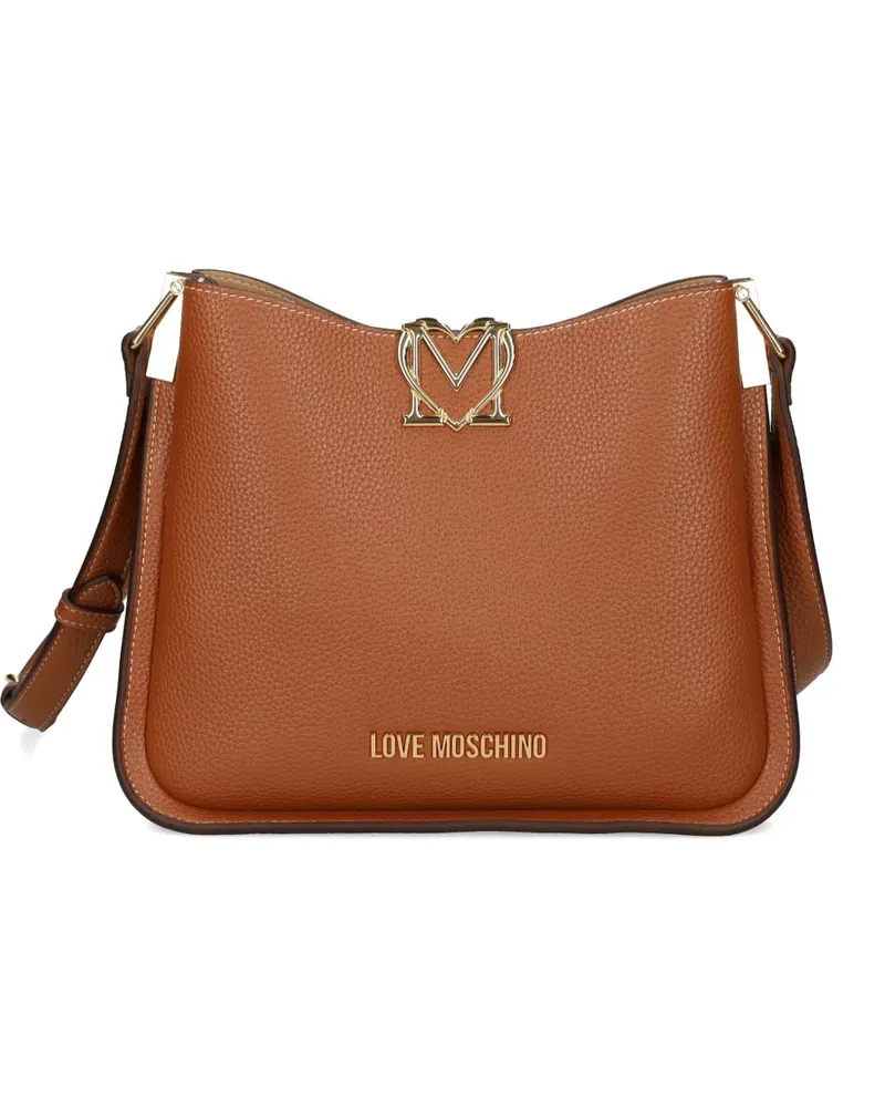 Moschino Schultertasche mit Logo-Schild - Braun Braun