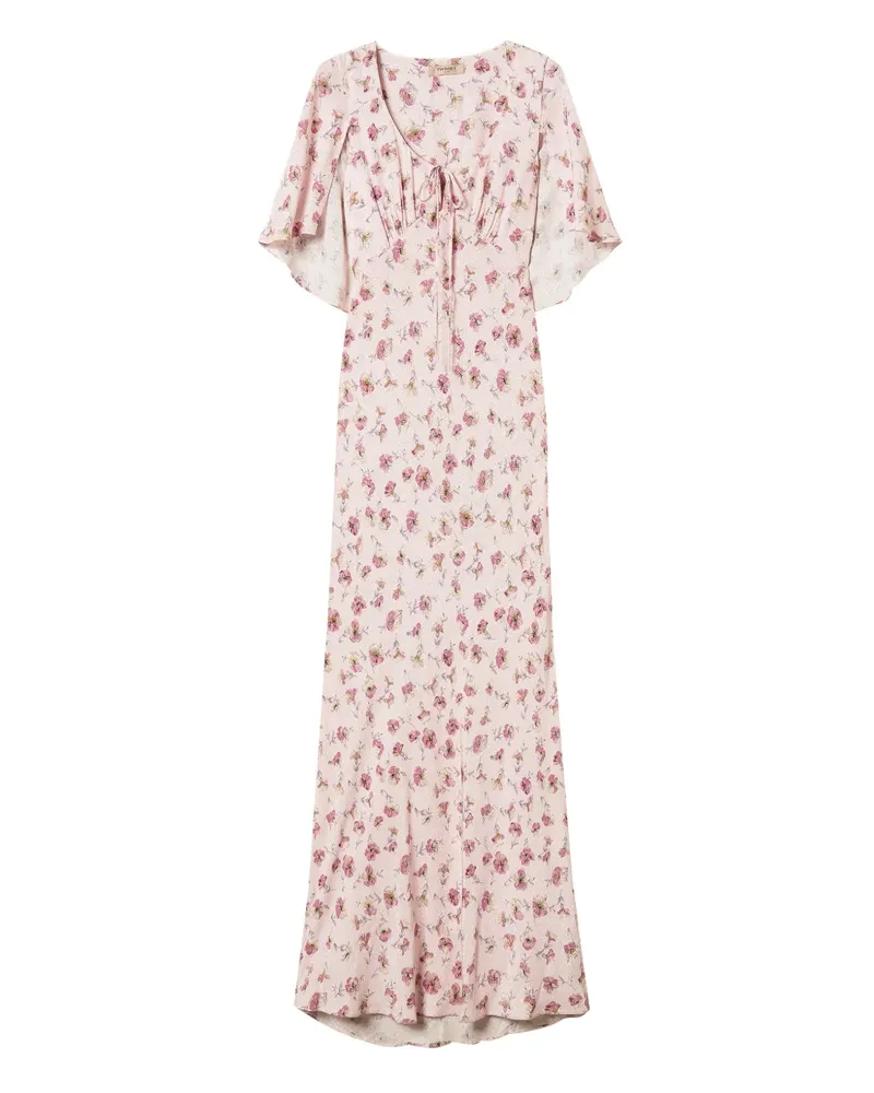 Twin-Set Maxikleid mit Blumen-Print - Rosa Rosa