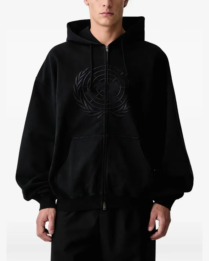VETEMENTS logo-embroidered zip-up hoodie - Schwarz Schwarz