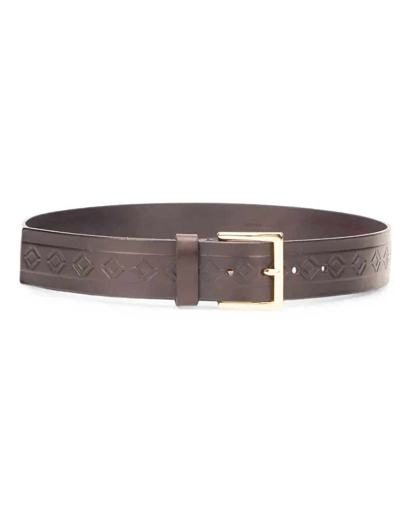 Alberta Ferretti geometric-embossed leather belt - Braun Braun