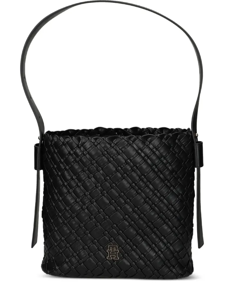 Tommy Hilfiger Schultertasche mit gewebten Riemen - Schwarz Schwarz