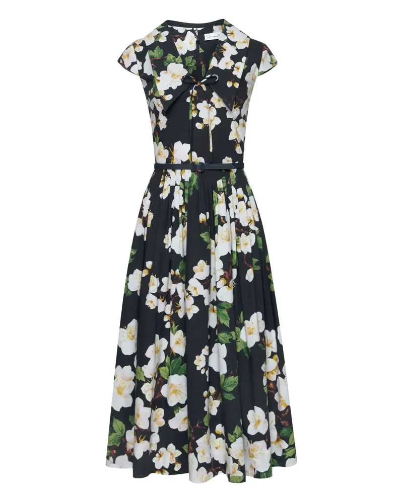 Oscar de la Renta Popeline-Kleid mit Print - Blau Blau