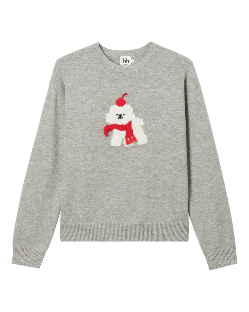 b+ab Pullover mit grafischem Patch - Grau Grau