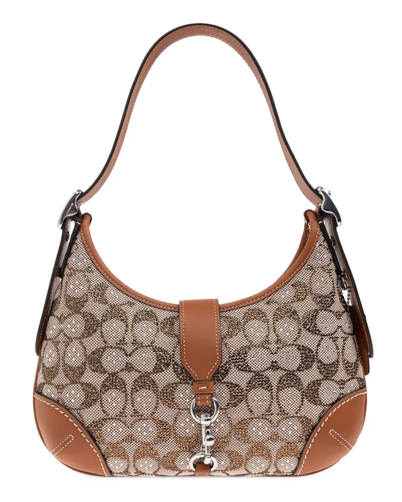 Coach Hamptons Hobo Schultertasche mit Kristallen - Nude Nude