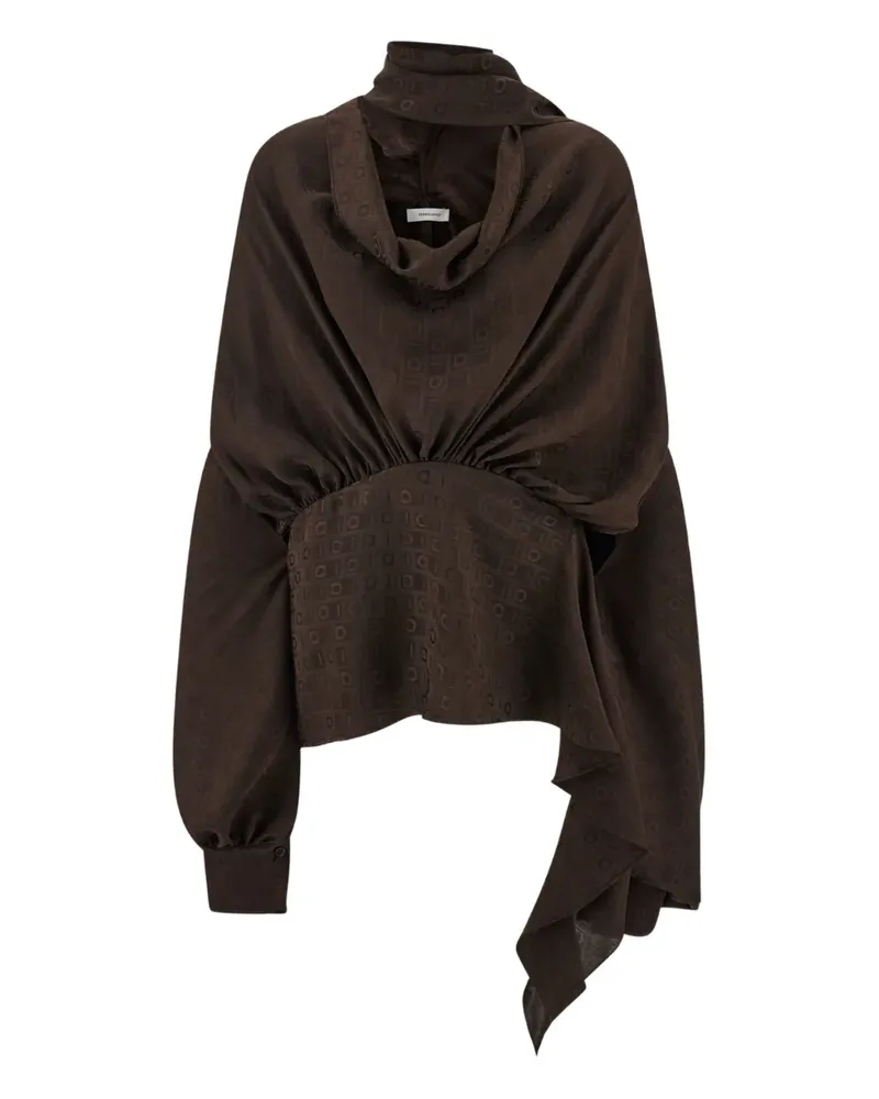 Ferragamo Seidenbluse mit Monogramm - Braun Braun