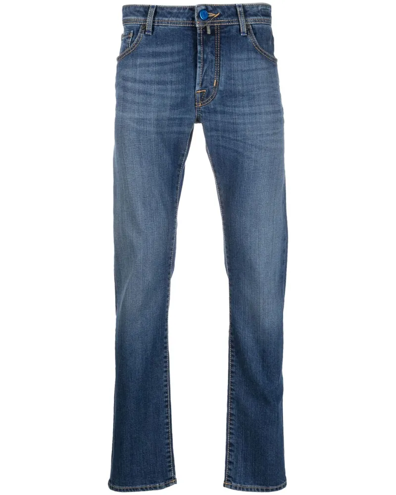 Jacob Cohën Slim-Fit-Jeans mit Logo-Patch - Blau Blau