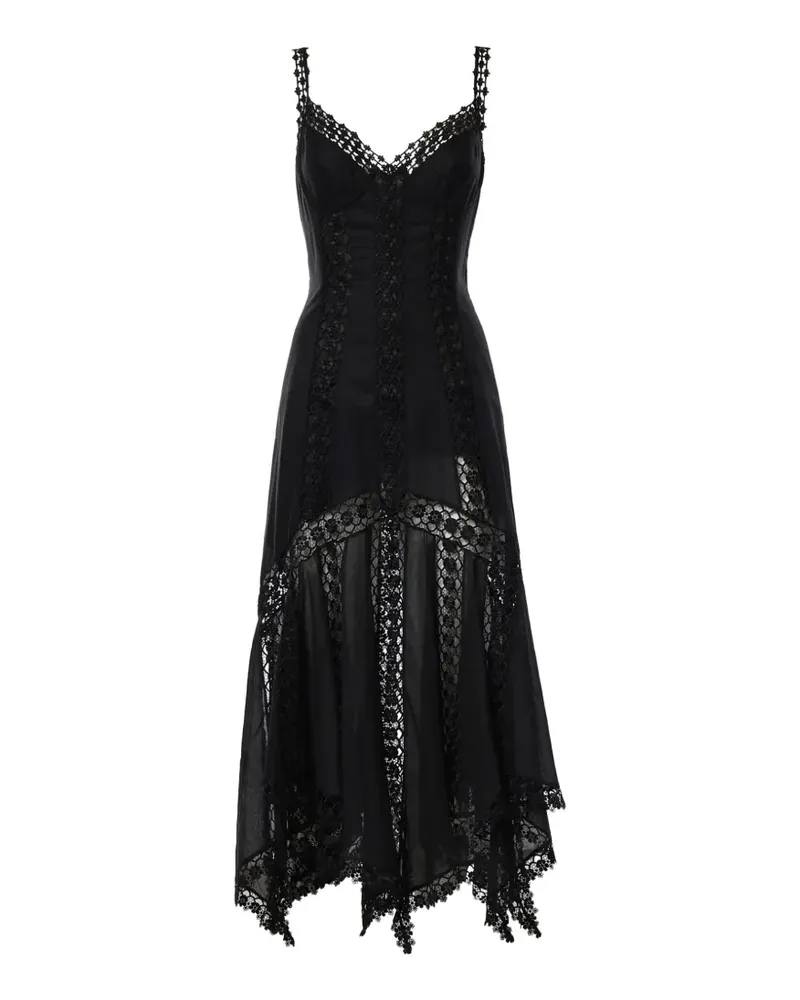 Charo Ruiz Blossel lace-trim handkerchief-hem dress - Schwarz Schwarz