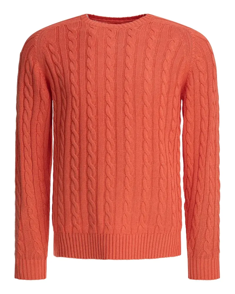 Beams Plus Pullover mit Zopfmuster - Orange Orange