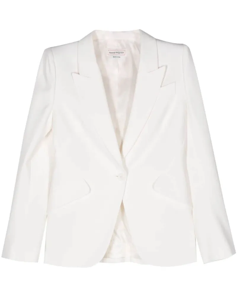 Alexander McQueen Krepp-Blazer mit steigendem Revers Weiß