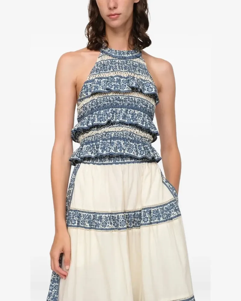 Sea Arlo floral-print ruffled top - Nude Nude