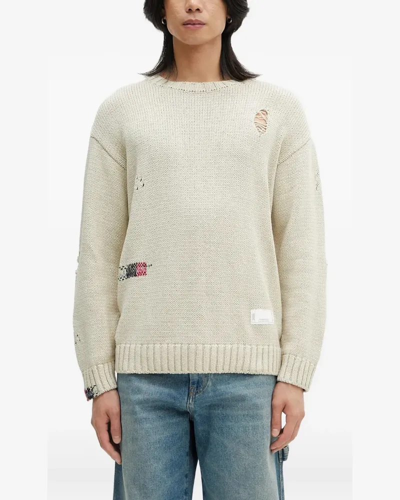 Neighborhood Bestickter Pullover im Distressed-Look - Weiß Weiß