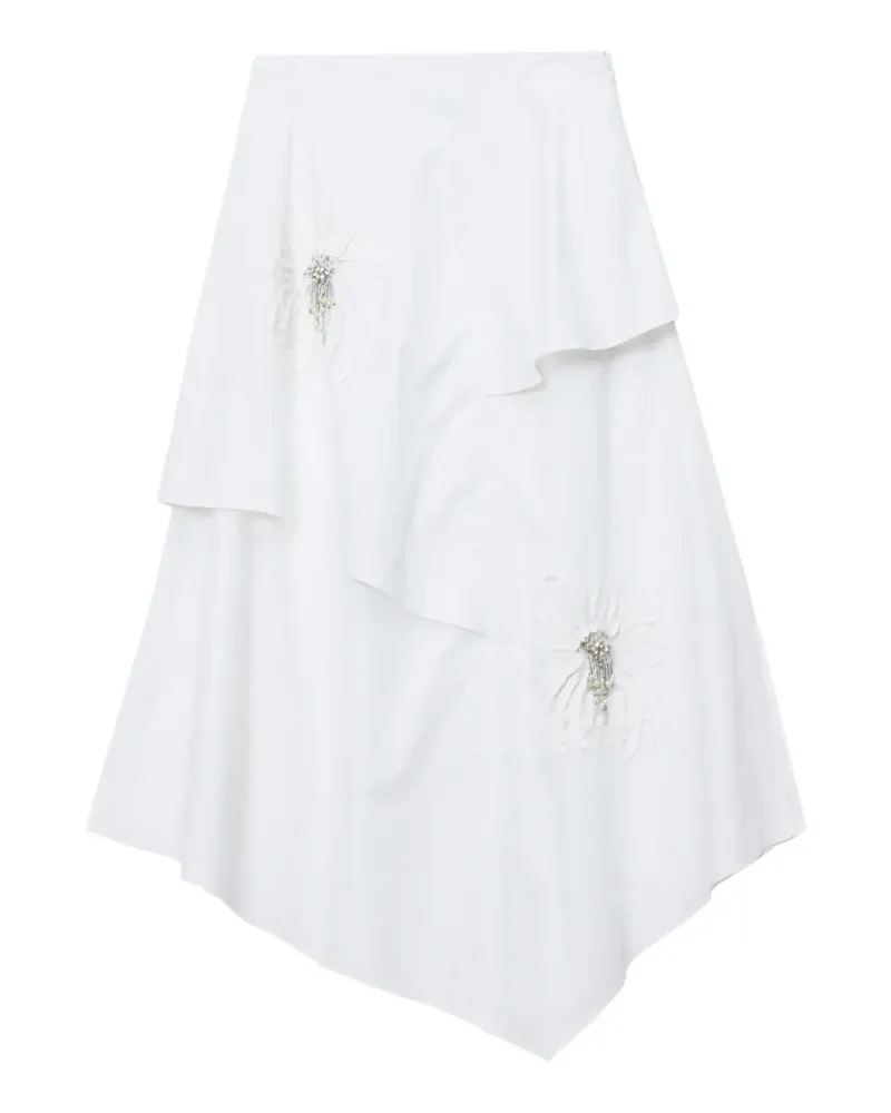 3.1 phillip lim Gerüschter Midirock mit Blumen - Weiß Weiß