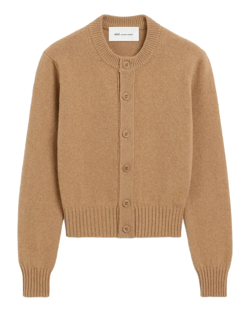 AMI Paris Kaschmir-Cardigan mit Rundhalsausschnitt und Ami de Coeur - Nude Nude