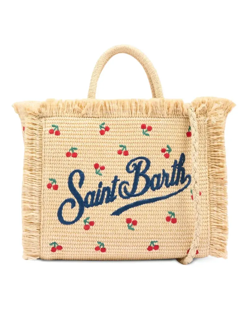 MC2 Saint Barth Colette Straw cherry-embroidered tote bag - Nude Nude