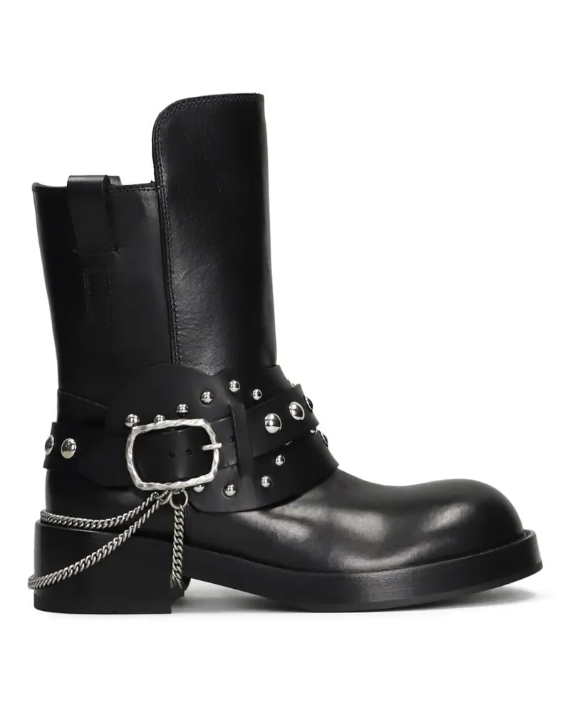 Ann Demeulemeester Boa Short Stiefel mit Kette - Schwarz Schwarz