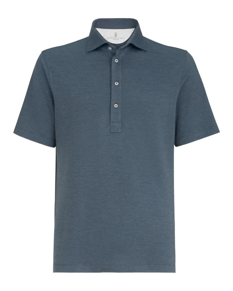 Brunello Cucinelli Poloshirt mit kurzer Knopfleiste - Blau Blau