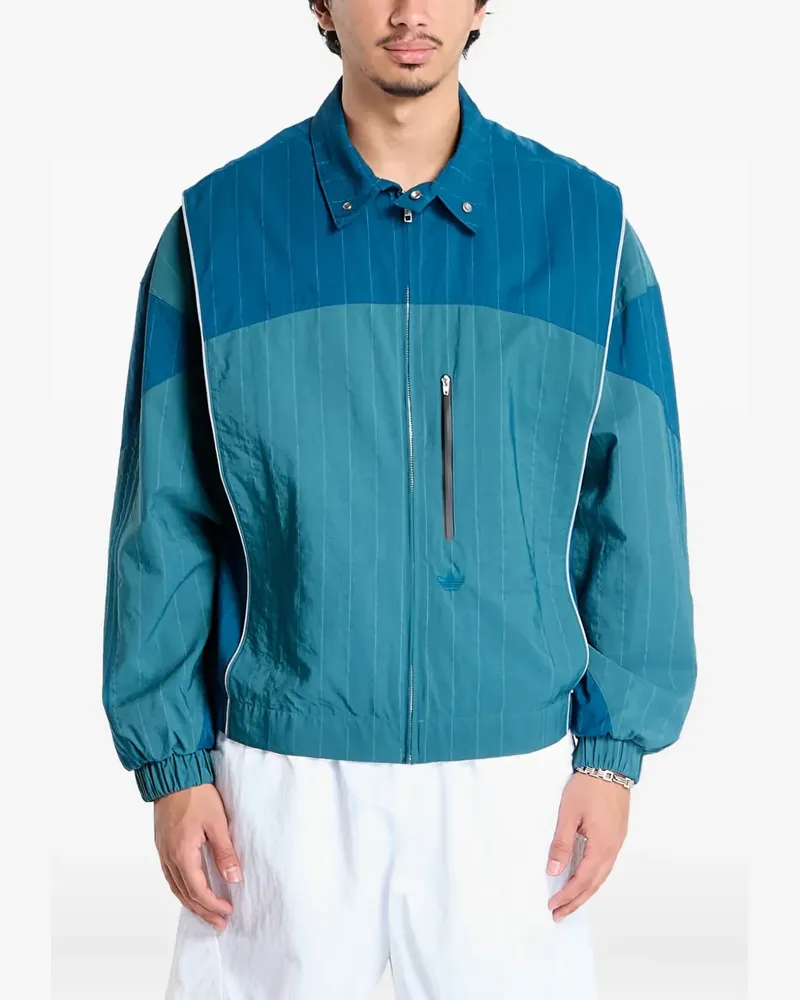 adidas striped panelled wind jacket - Blau Blau