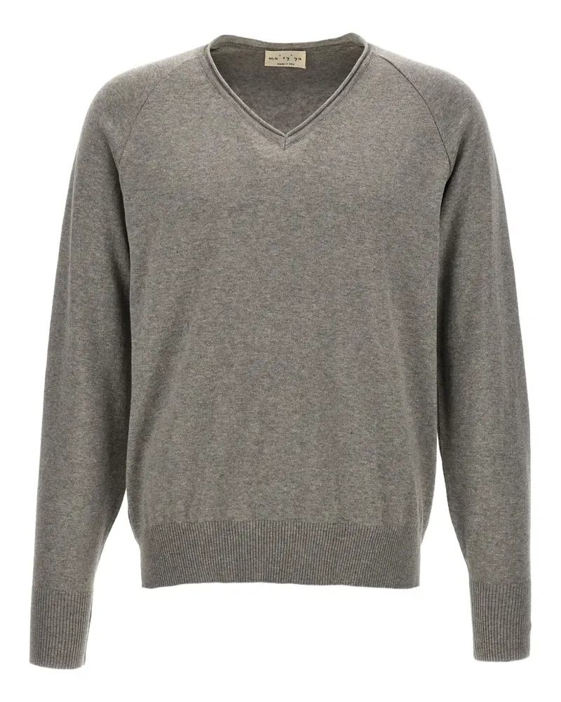 MA'RY'YA V-Ausschnitt-Pullover mit Raglanärmeln - Grau Grau