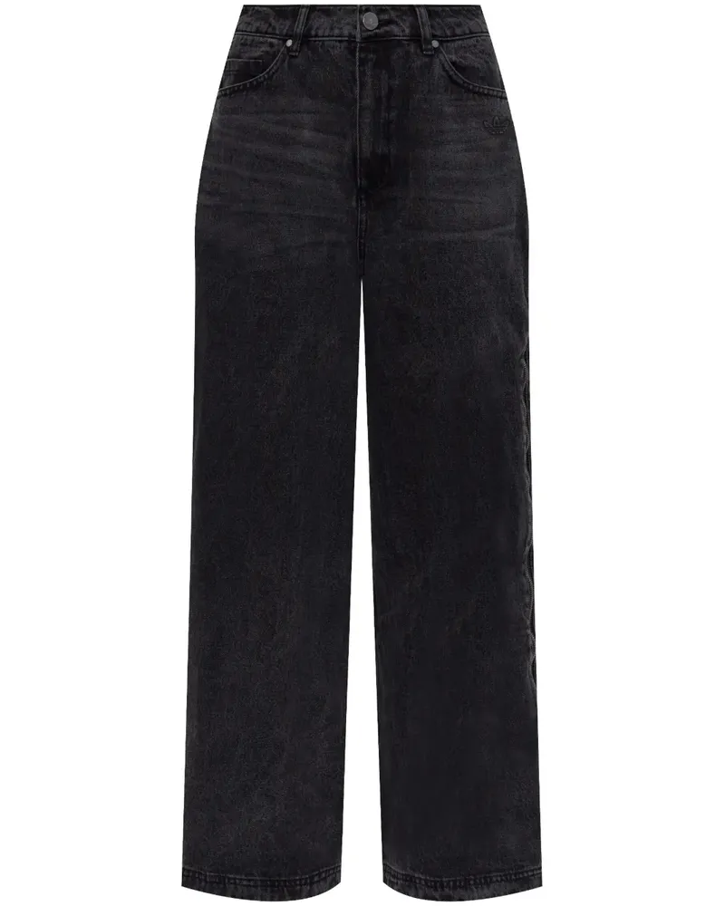 adidas Weite Jeans mit Reißverschlussdetail - Schwarz Schwarz