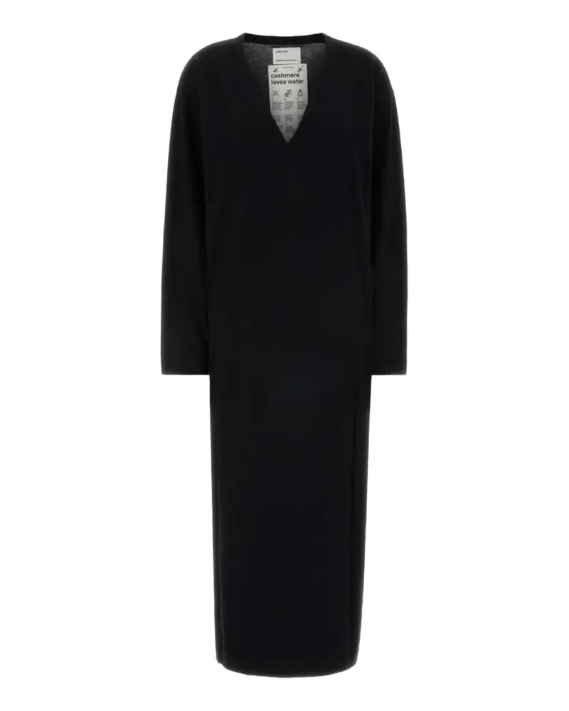 extreme cashmere V-neck dress - Schwarz Schwarz