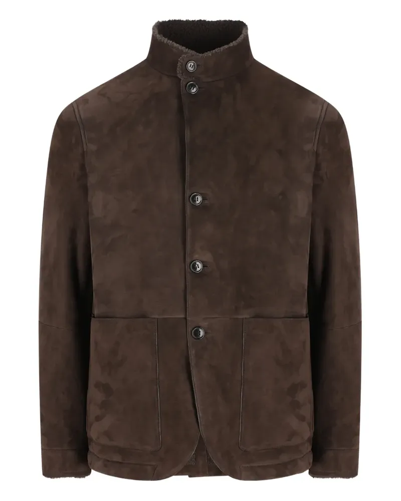 Ermenegildo Zegna mandarin-collar button jacket - Braun Braun
