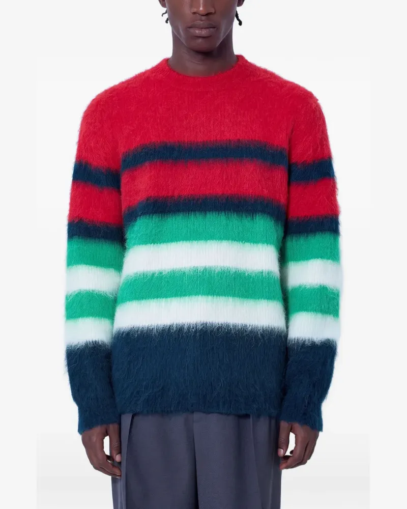 Lacoste Gestreifter Runway Pullover aus gebürstetem Piqué - Rot Rot