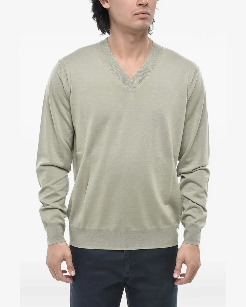 Paolo Pecora Milano Pullover mit V-Ausschnitt - Grün Grün