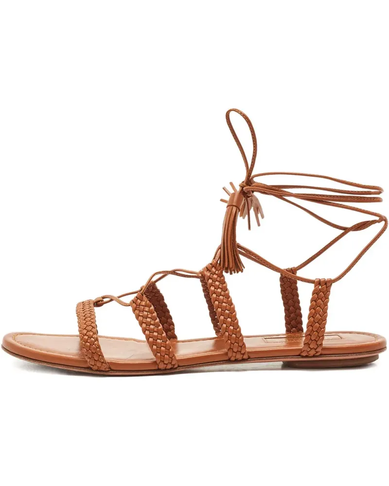 Aquazzura Flache Stromboli Sandalen mit Quasten - Braun Braun