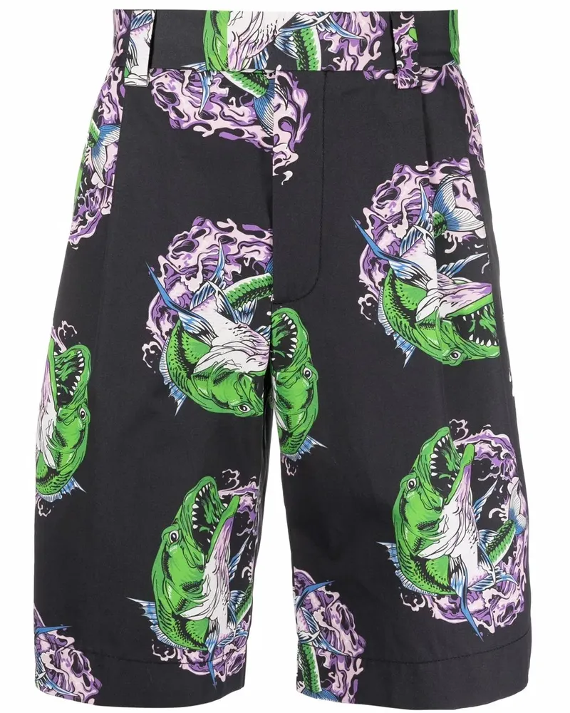 MSGM Shorts mit grafischem Print - Schwarz Schwarz