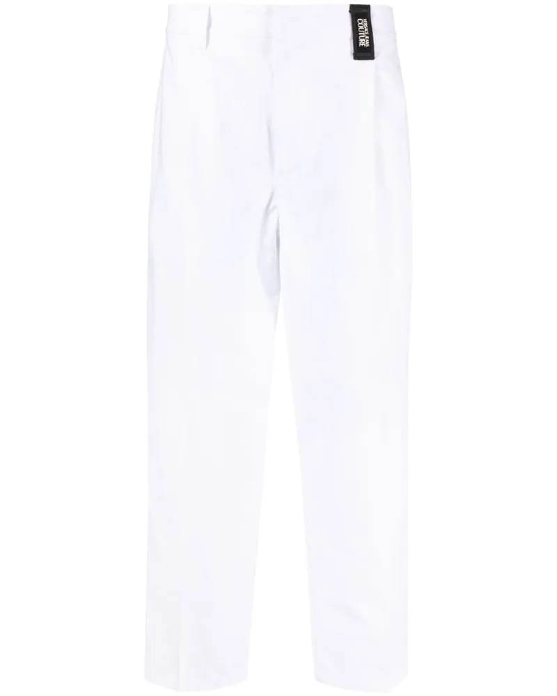 Versace Jeans Halbhohe Straight-Leg-Hose Weiß