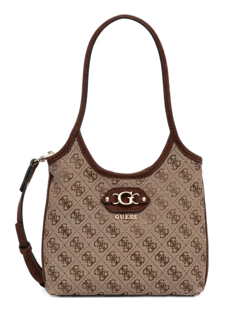 Guess mini Samantha monogram-print logo-plaque tote bag - Nude Nude