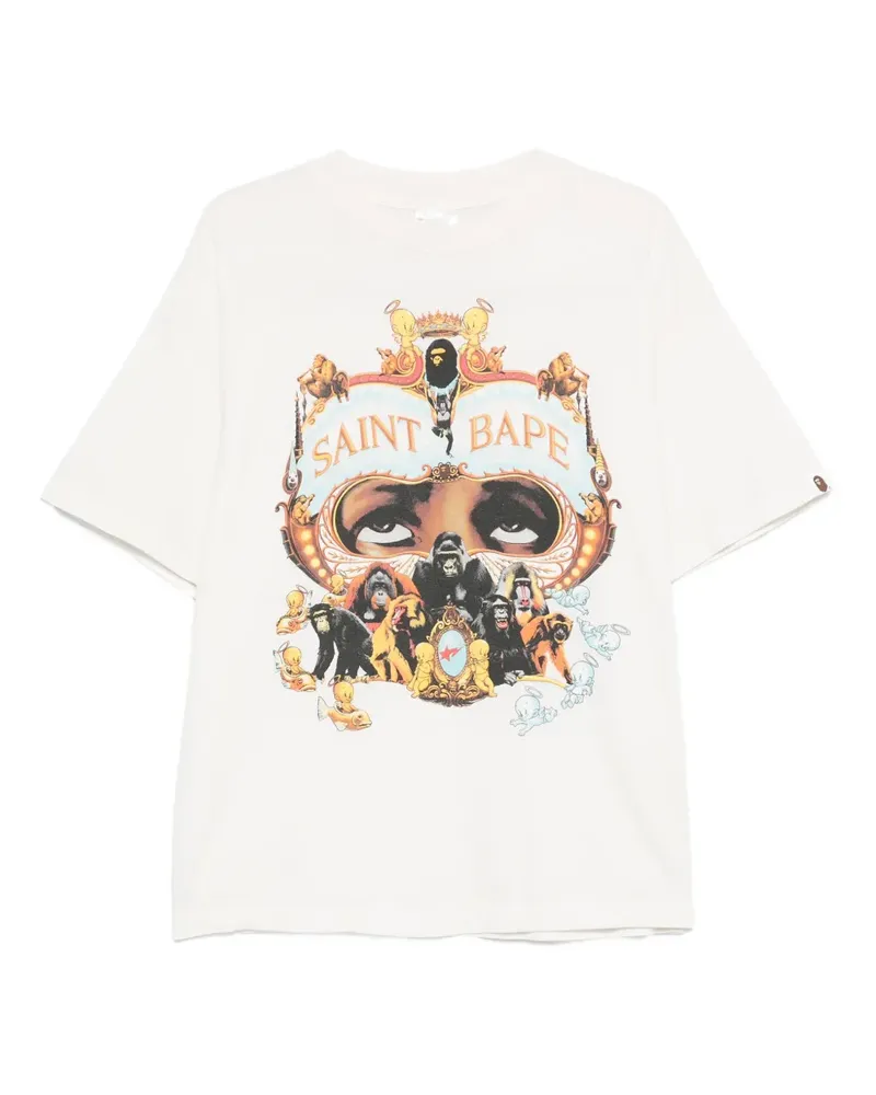 SAINT MXXXXXX x A Bathing Ape T-Shirt mit Print - Weiß Weiß