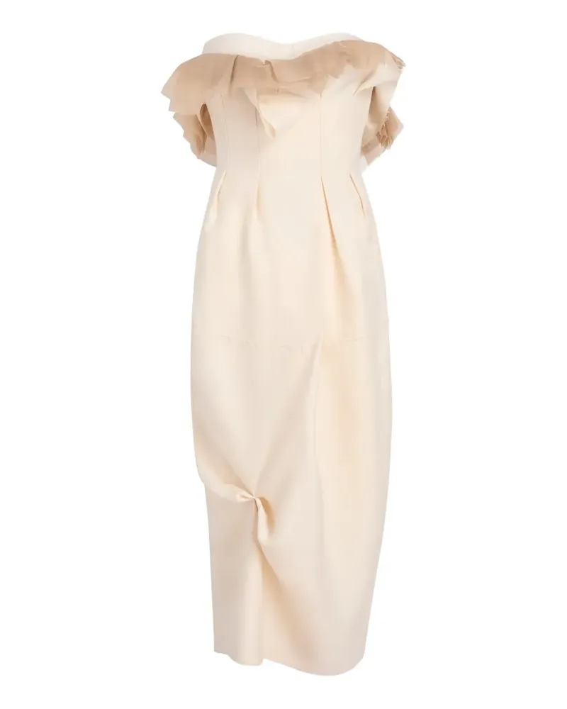 KHAITE Drapiertes Midikleid mit Tüllbesatz - Nude Nude