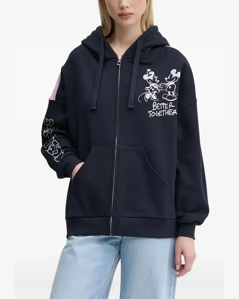 Desigual Mickey Mouse floral-panel zip-up hoodie - Blau Blau