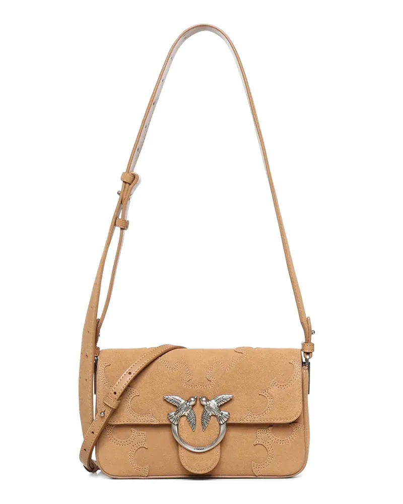 Pinko small log-plaque cross body bag - Nude Nude