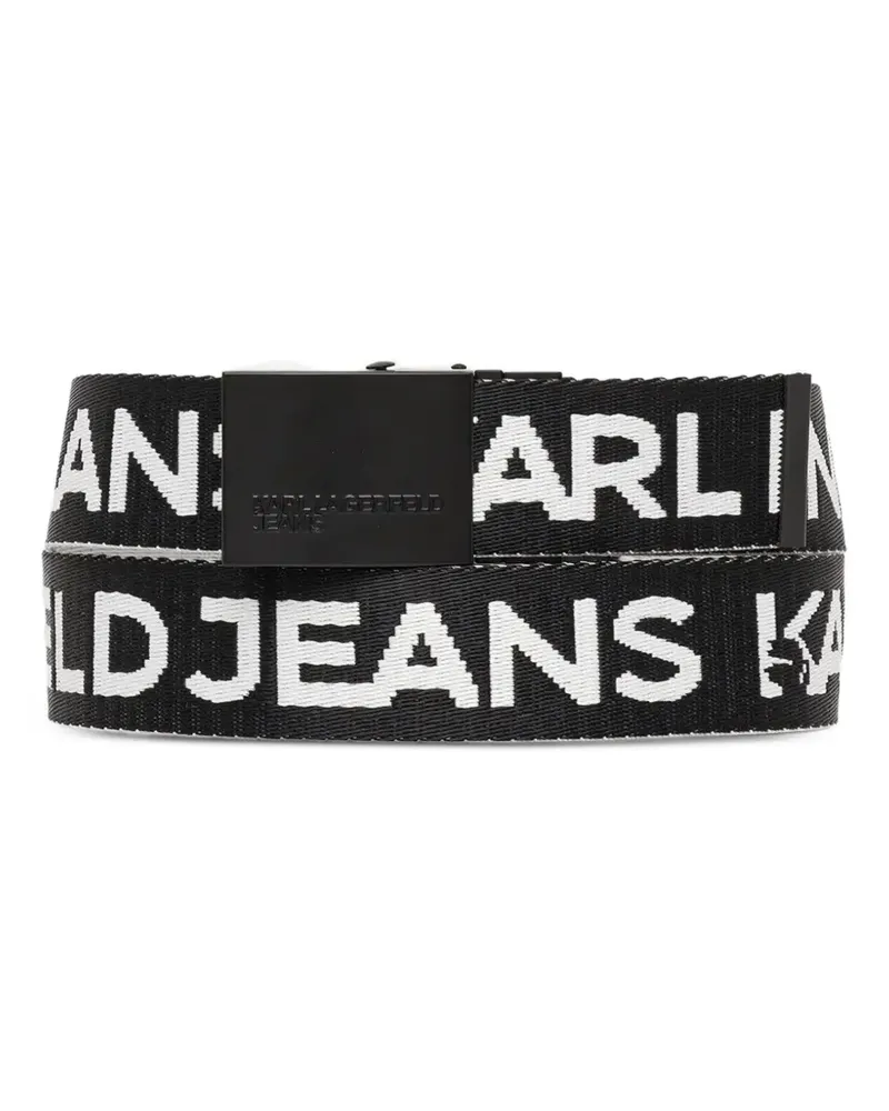 Karl Lagerfeld logo-jacquard plaque-buckle belt - Schwarz Schwarz