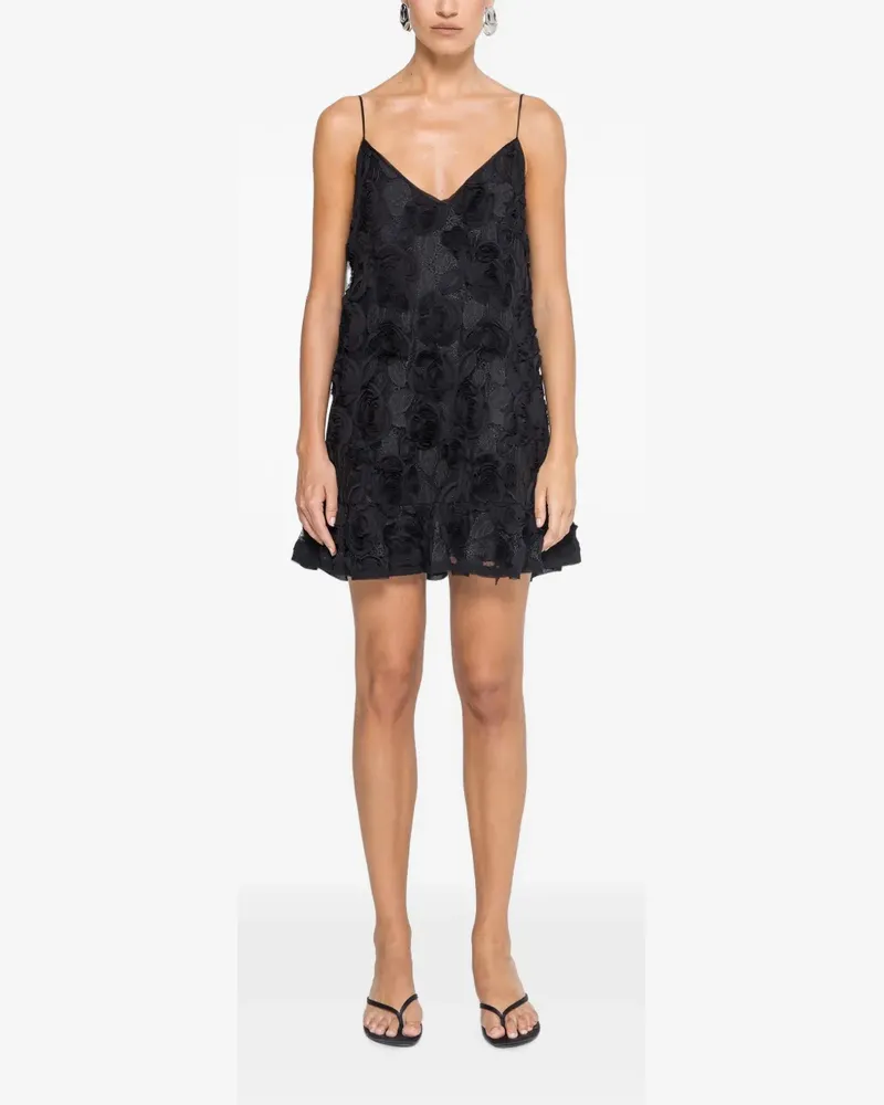 NISSA 3D floral embroidery mini dress - Schwarz Schwarz