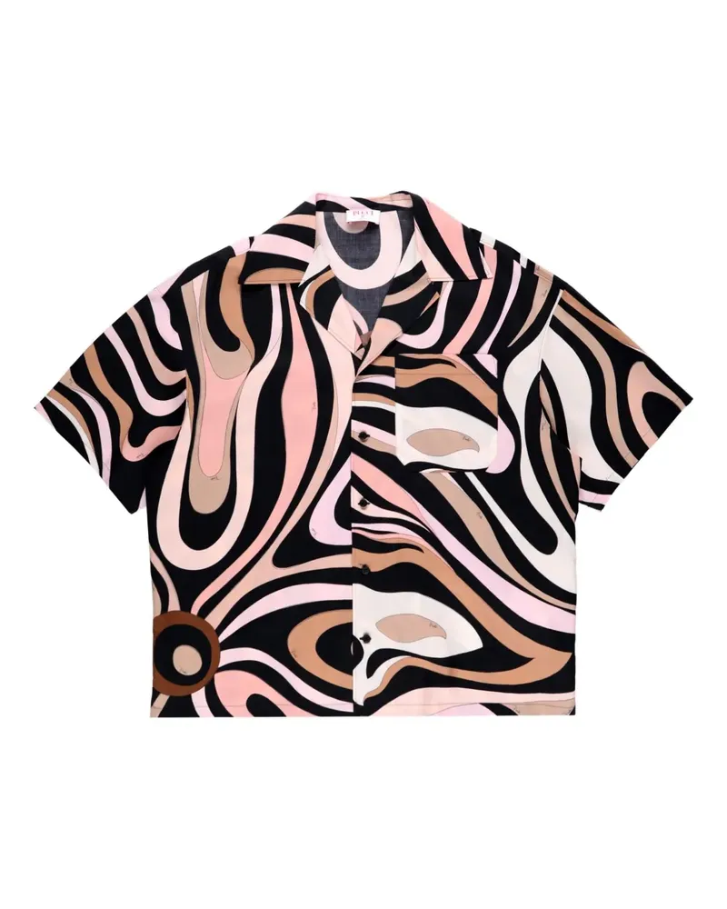 Emilio Pucci Gemustertes Marmo Bowlinghemd - Schwarz Schwarz