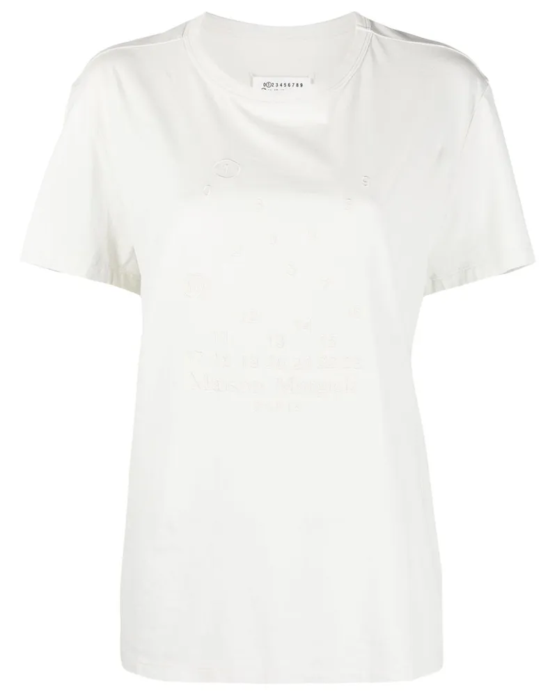Maison Margiela T-Shirt mit Nummern-Stickerei - Weiß Weiß