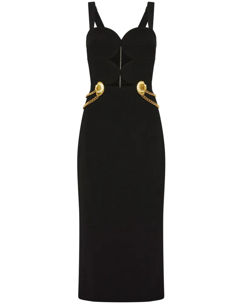 Rebecca Vallance Chelsea Midikleid mit Golddetail Schwarz