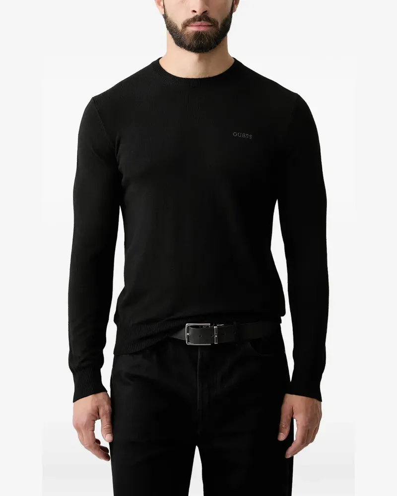 Guess logo-embroidered sweater - Schwarz Schwarz