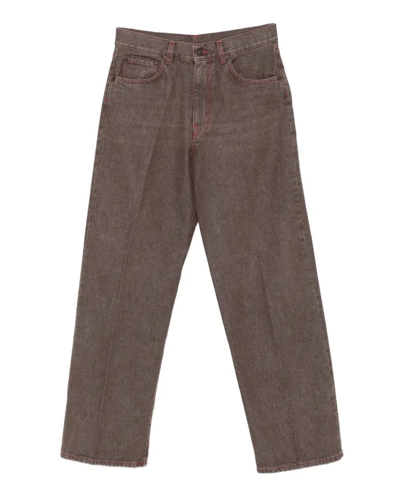 6397 Straight-Leg-Jeans mit Kontrastnähten - Braun Braun