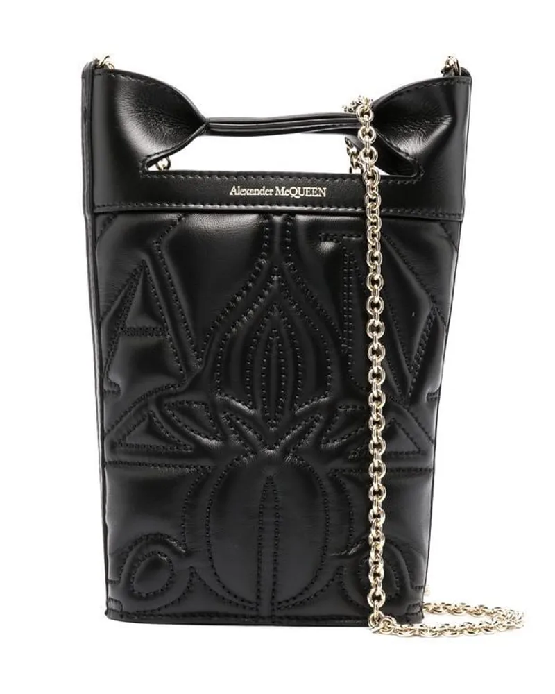 Alexander McQueen Bestickte Beuteltasche - Schwarz Schwarz